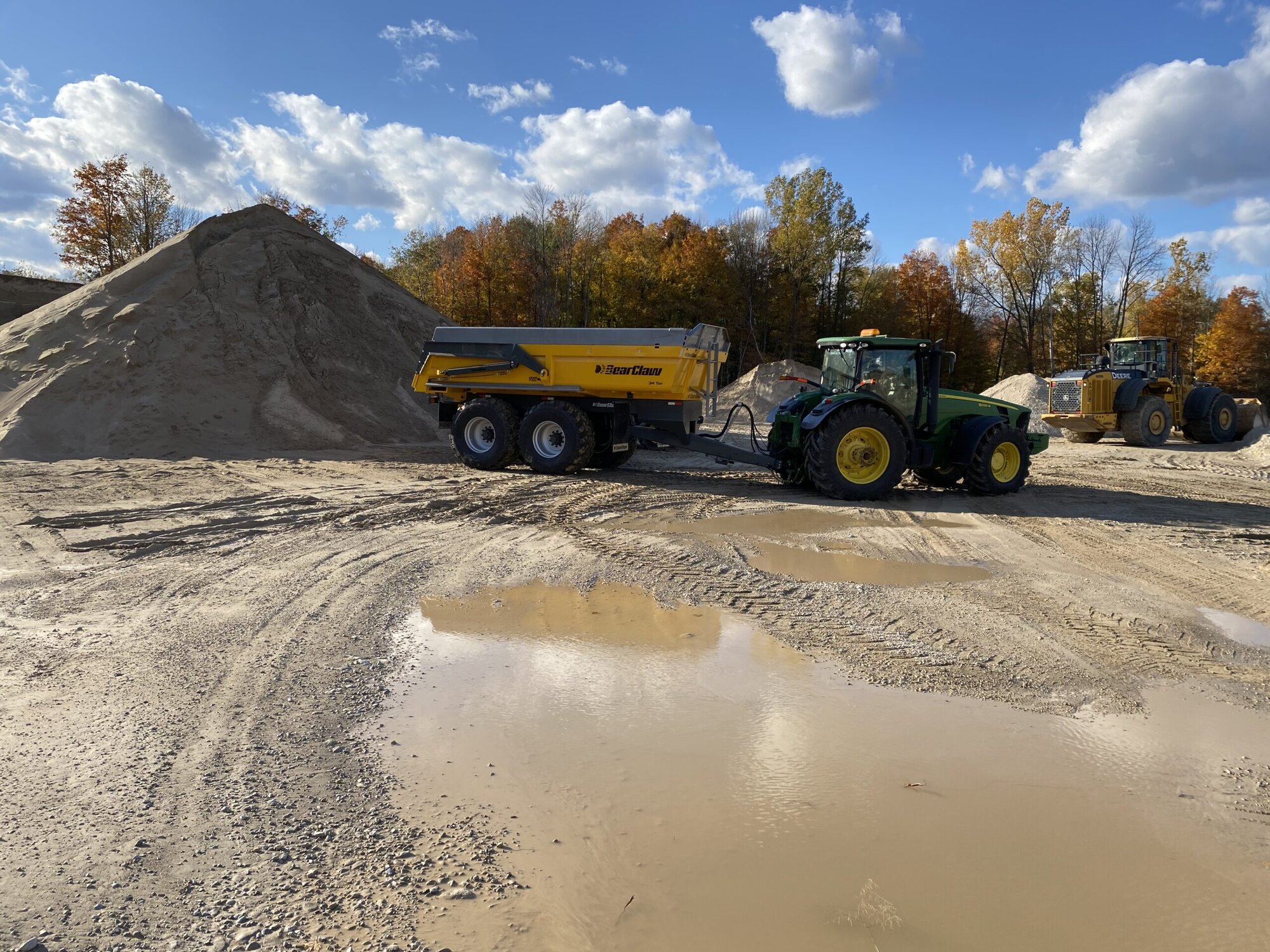 BearClaw dump trailer at aggregate yard in autumn